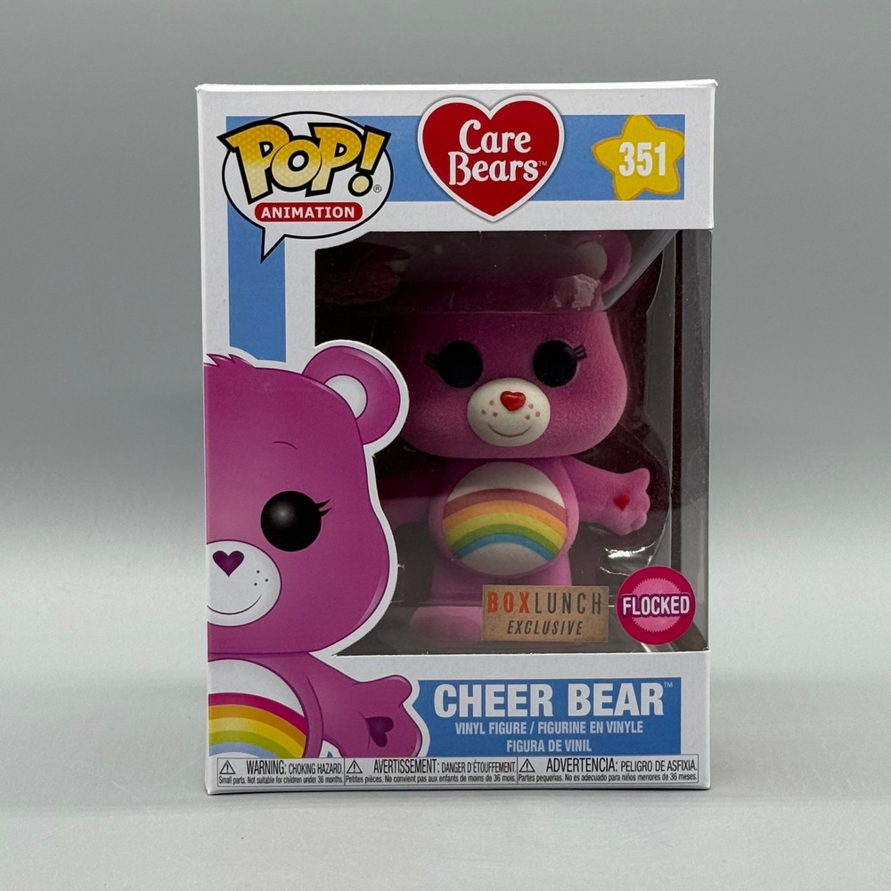 Funko Pop! #351 Cheer Bear Flocked Care Bears Boxlunch Exclusive New *Vaulted*
